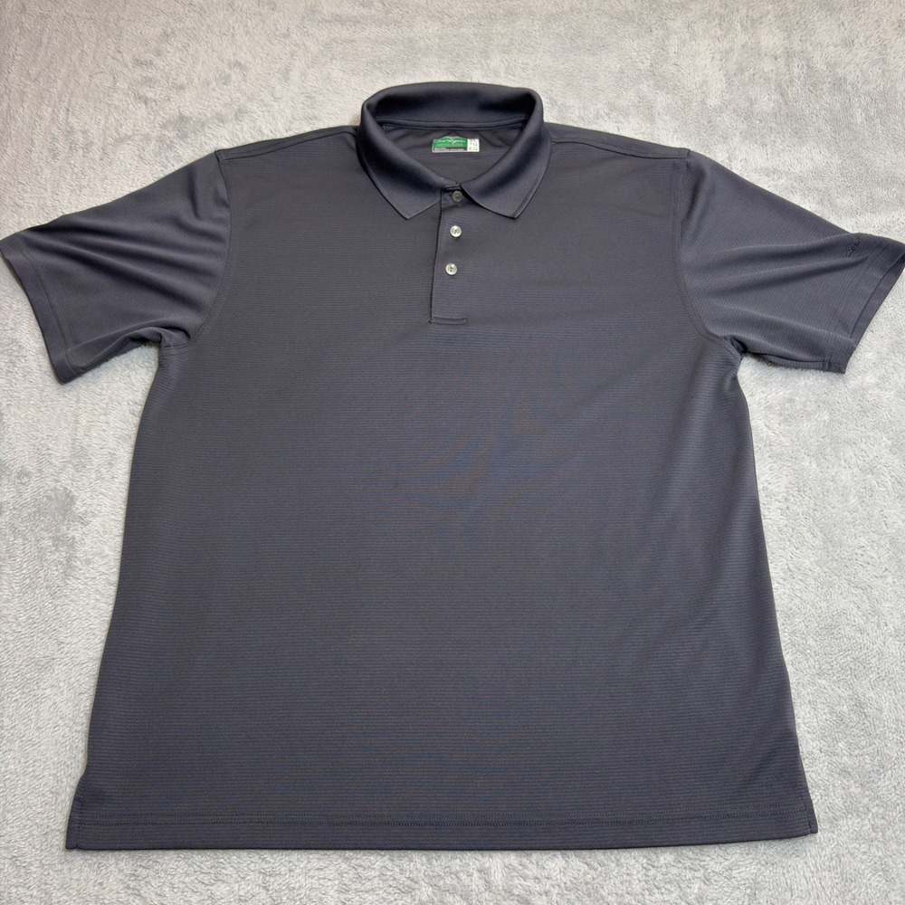 Ben Hogan Performance Polo Mens XL Charcoal Gray Micro Stripe Golf Shirt Slv